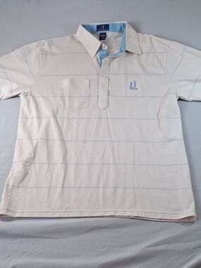 PGA Tour Cream Polo with Light Blue Accents